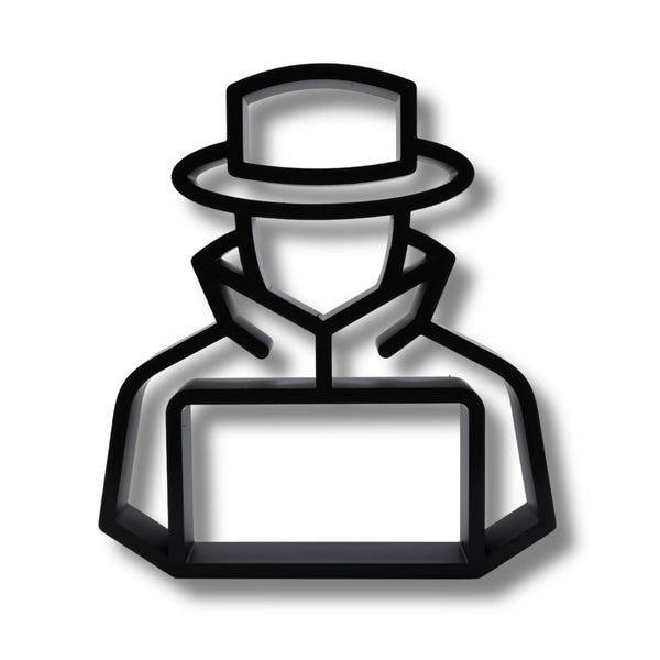 Trench Coat Hacker Sculpture, Minimalist Line Art Cyberpunk Figure, Hacker Silhouette Home Decor, Modern Hobbies and Desk Line Art