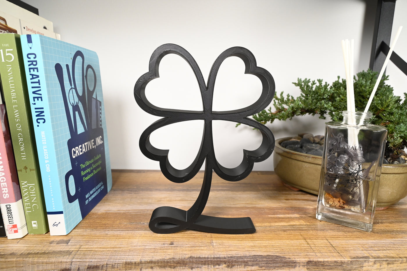 Upright Shamrock Elegant Outlines sculpture — lifestyle view