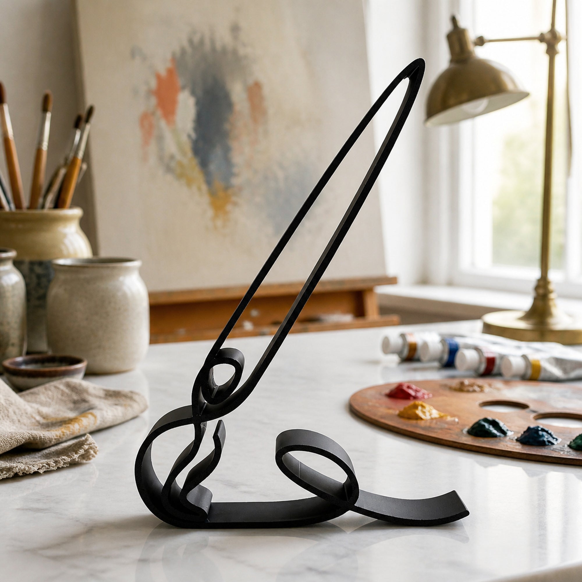 Artistic Paint Brush Line Art Sculpture