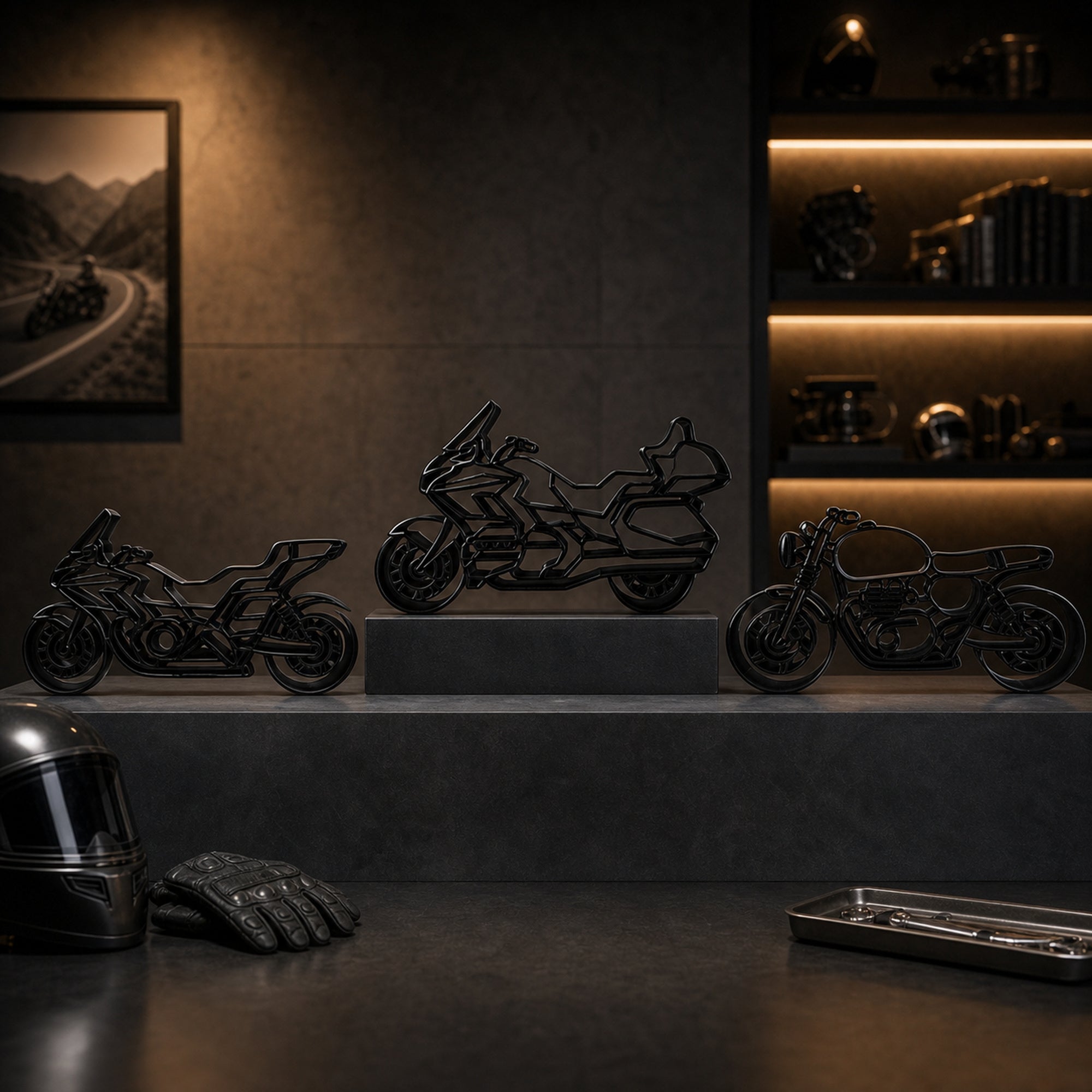 Motorcycles Line Art Sculpture Collection