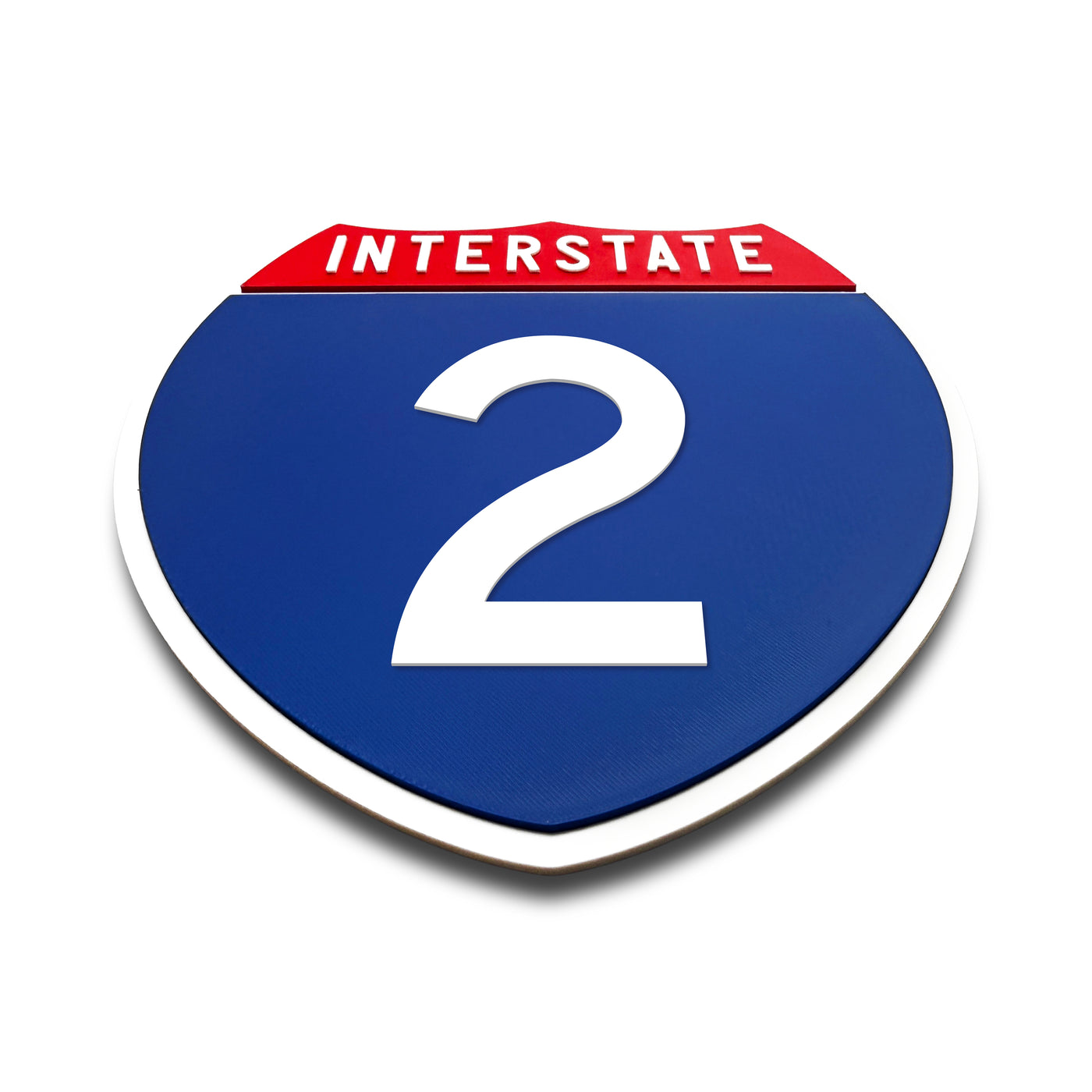 Interstate 2 Number Only road sign replica flat view