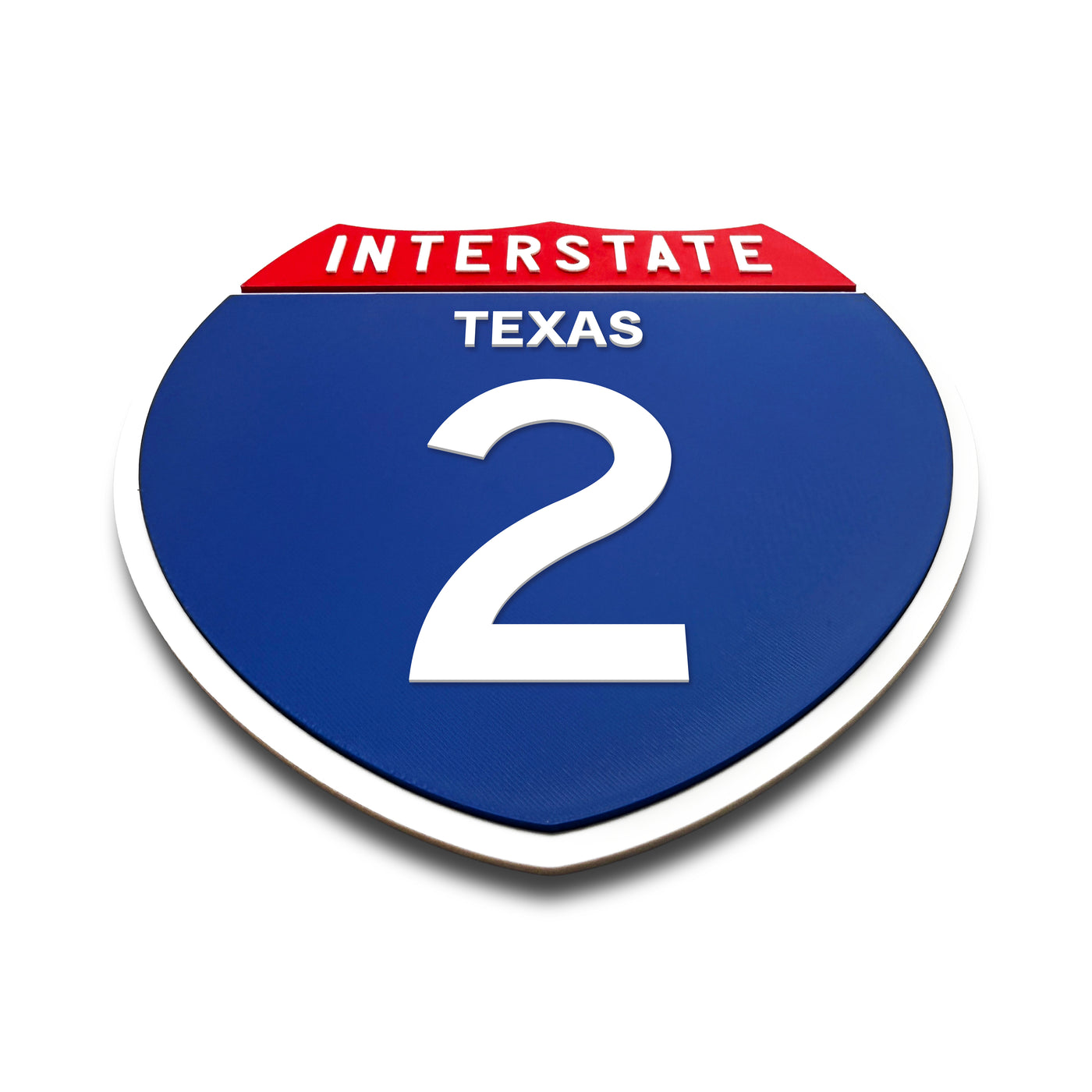 Interstate 2 Texas road sign replica flat view