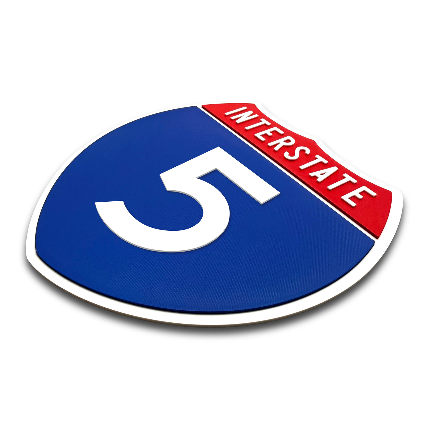 Interstate 5 Number Only road sign replica three quarter view