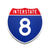 Interstate 8 Number Only road sign replica front view