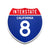 Interstate 8 California road sign replica front view
