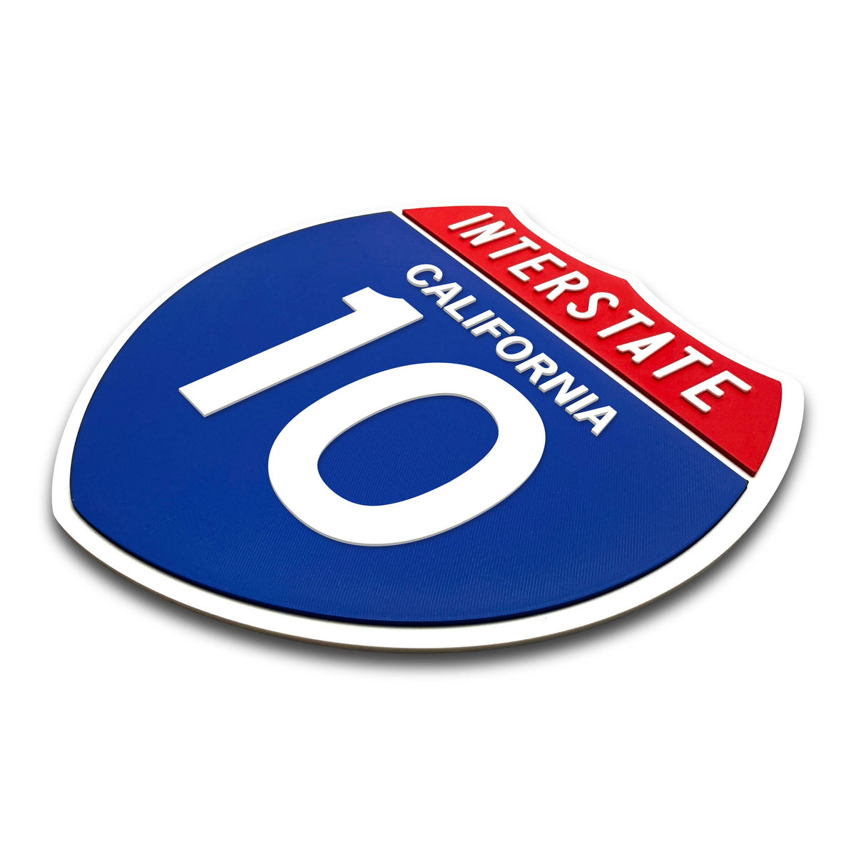 Interstate 10 California road sign replica three-quarter view
