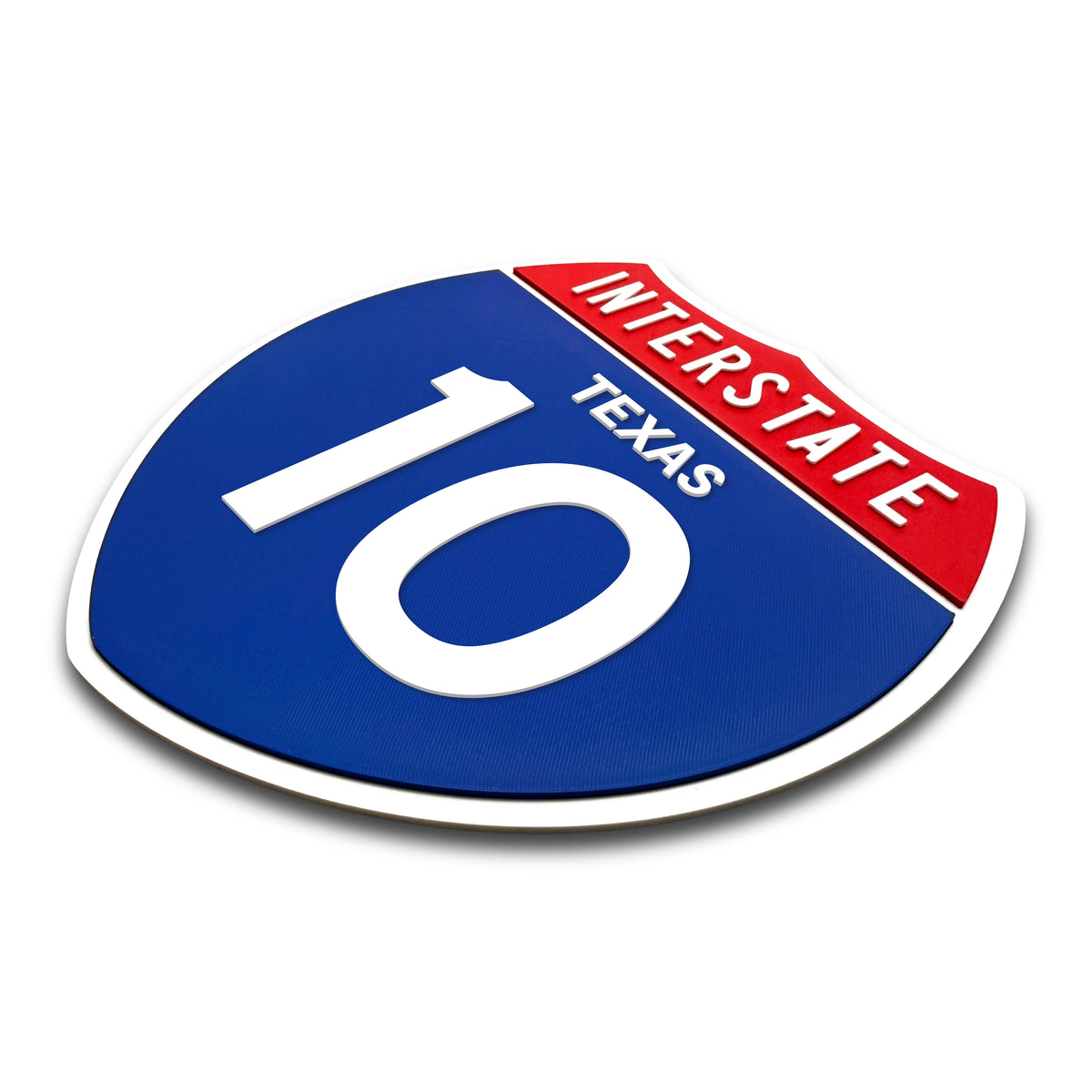 Interstate 10 Texas road sign replica three-quarter view