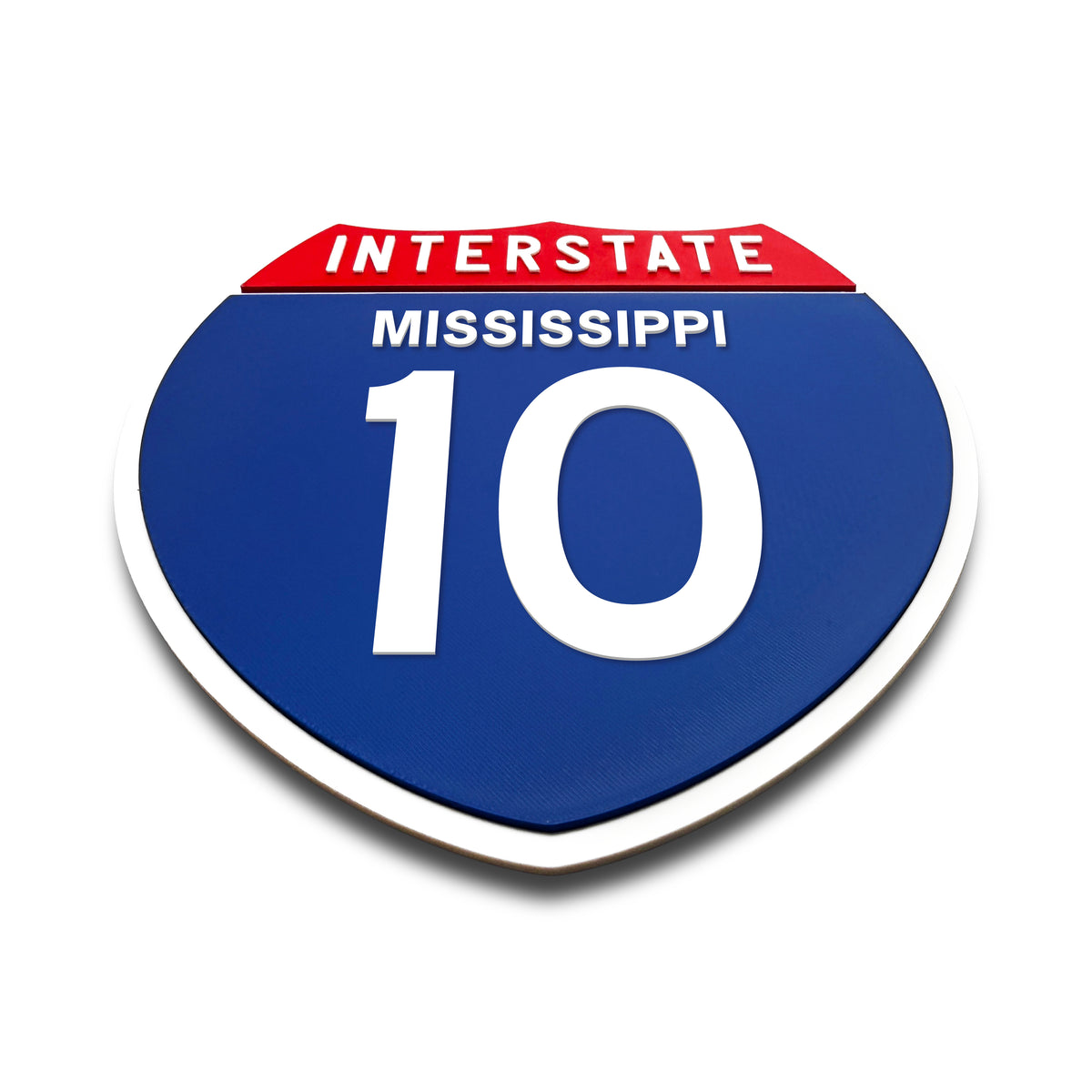 Interstate 10 Mississippi road sign replica flat view