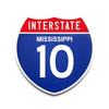 Interstate 10 Mississippi road sign replica front view
