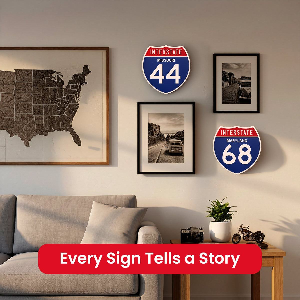 Interstate 88 road sign replica indoor wall decor lifestyle image