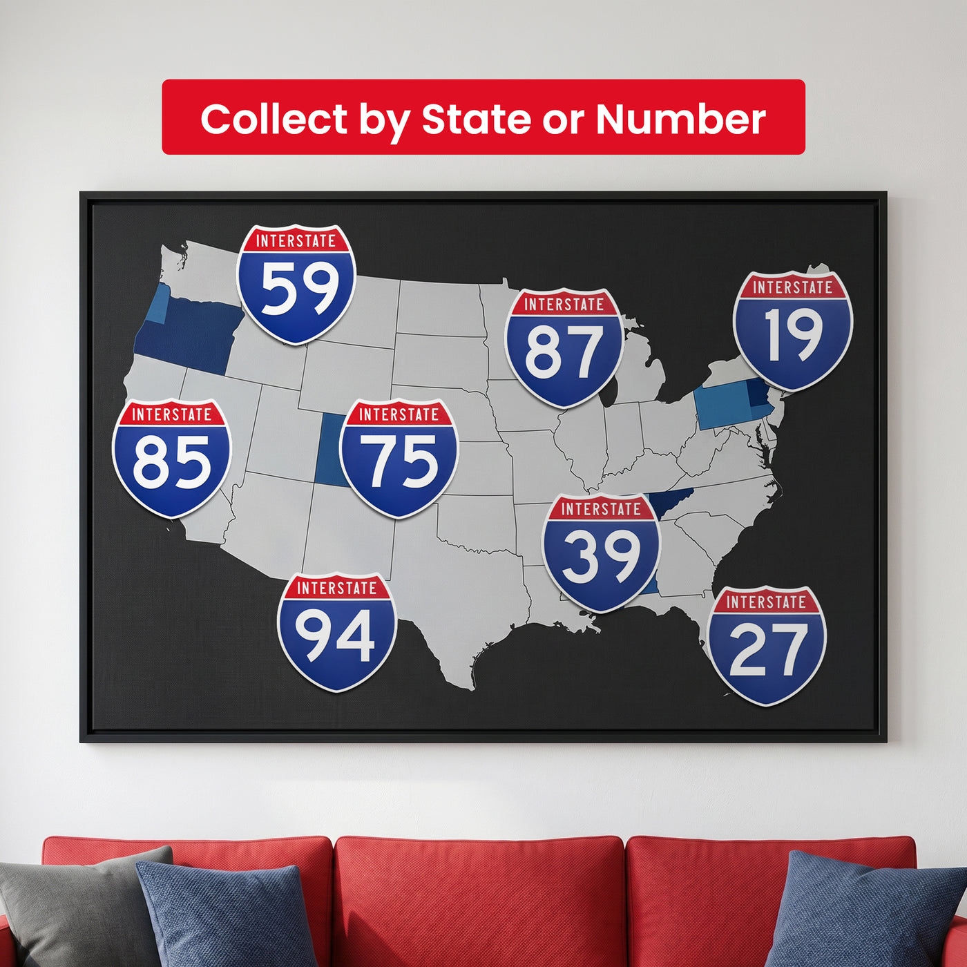 Interstate 40 road sign replica indoor wall decor lifestyle image