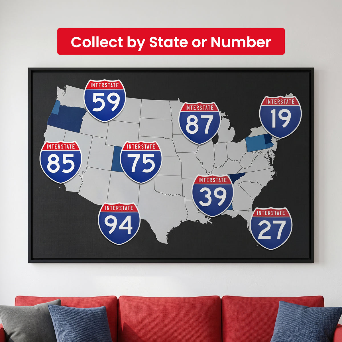 Interstate 27 road sign replica indoor wall decor lifestyle image