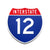 Interstate 12 Number Only road sign replica front view