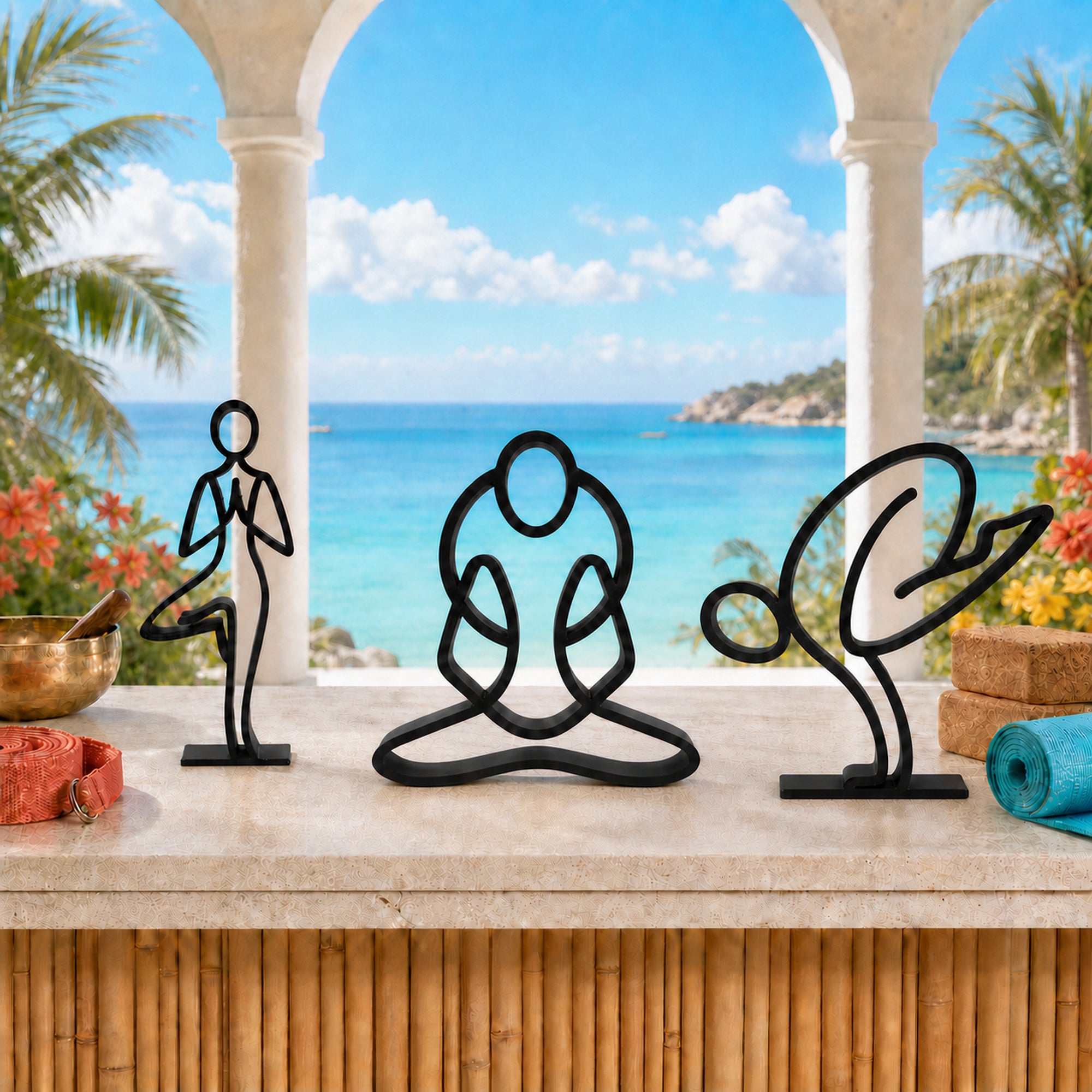 Yoga Pose Line Art Sculpture Collection