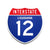 Interstate 12 Louisiana road sign replica front view