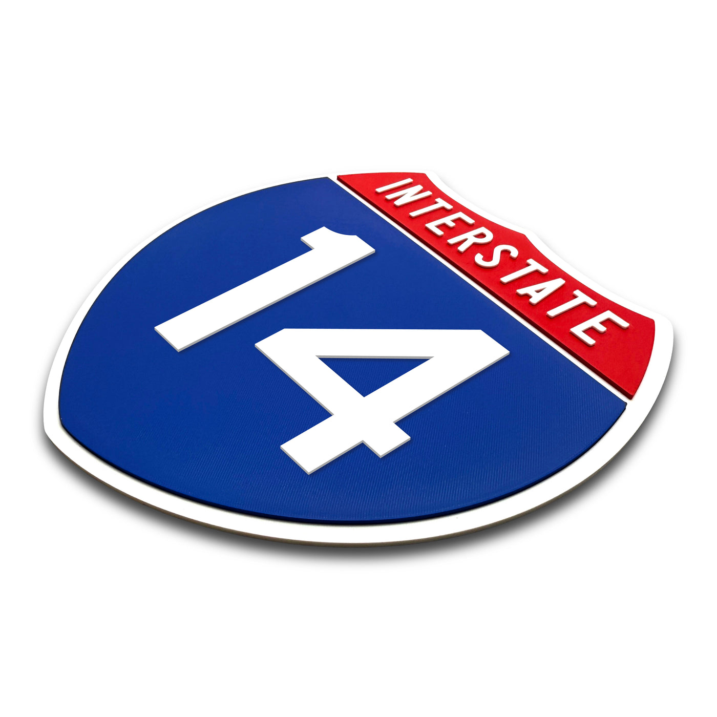 Interstate 14 Number Only road sign replica three quarter view
