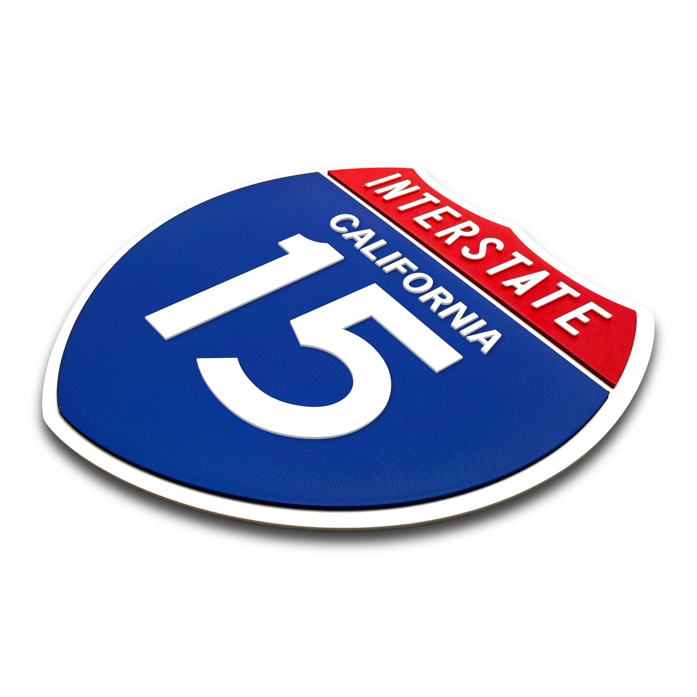 Interstate 15 California road sign replica three-quarter view