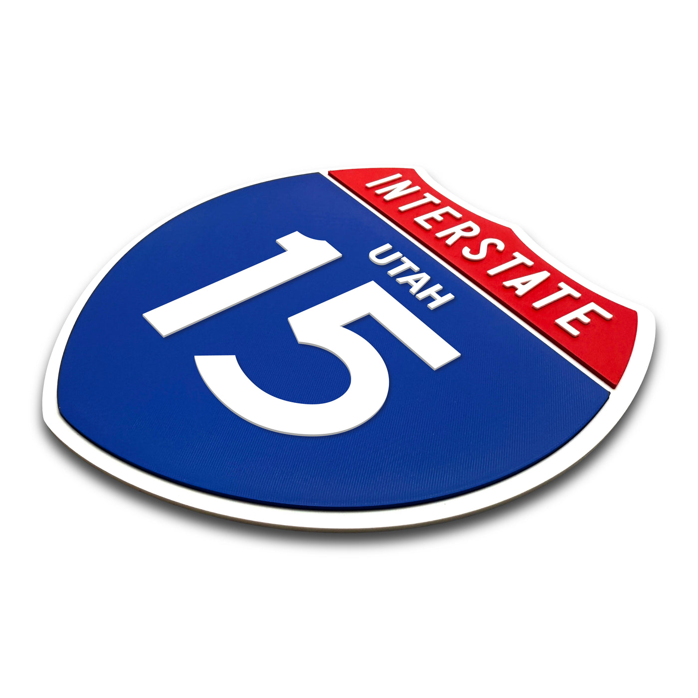 Interstate 15 Utah road sign replica three-quarter view