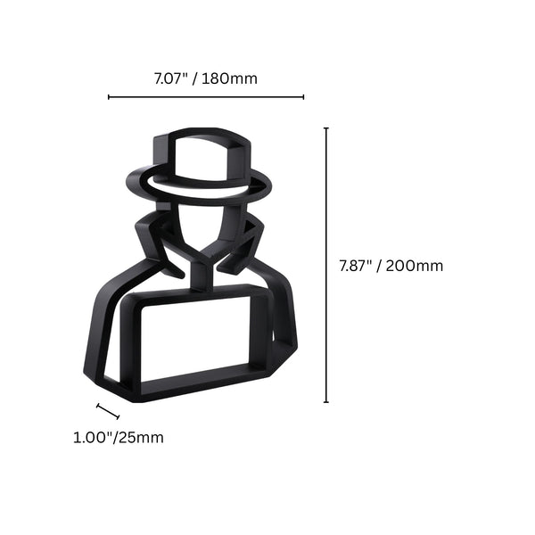 Trench Coat Hacker Sculpture, Minimalist Line Art Cyberpunk Figure, Hacker Silhouette Home Decor, Modern Hobbies and Desk Line Art