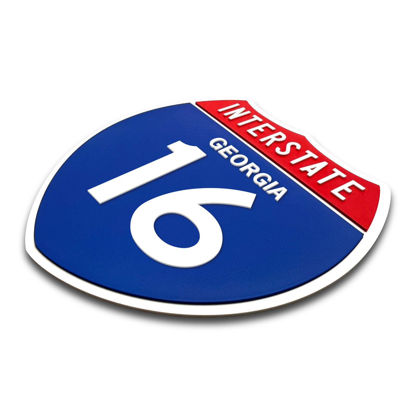 Interstate 16 Georgia road sign replica three-quarter view