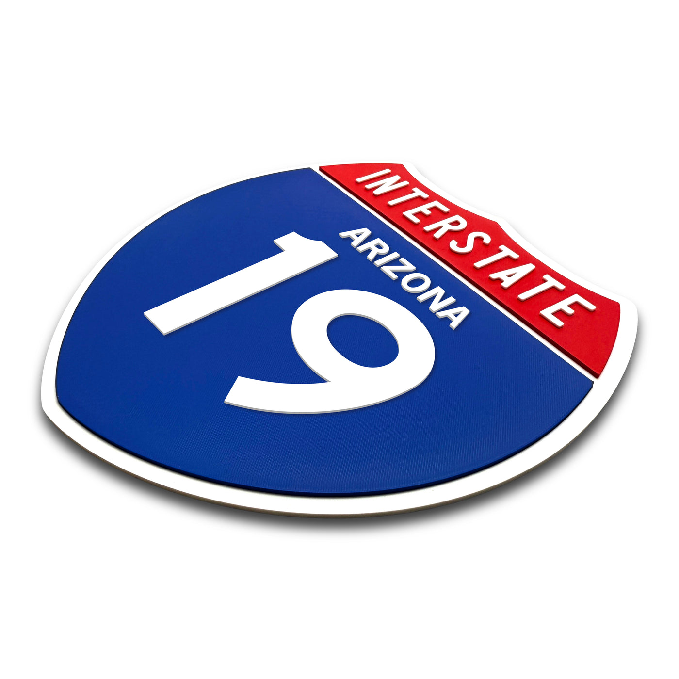 Interstate 19 Arizona road sign replica three-quarter view