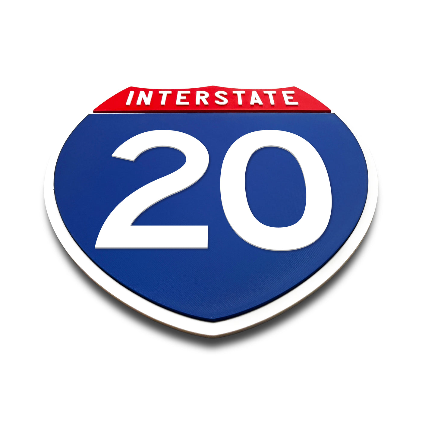 Interstate 20 Number Only road sign replica flat view