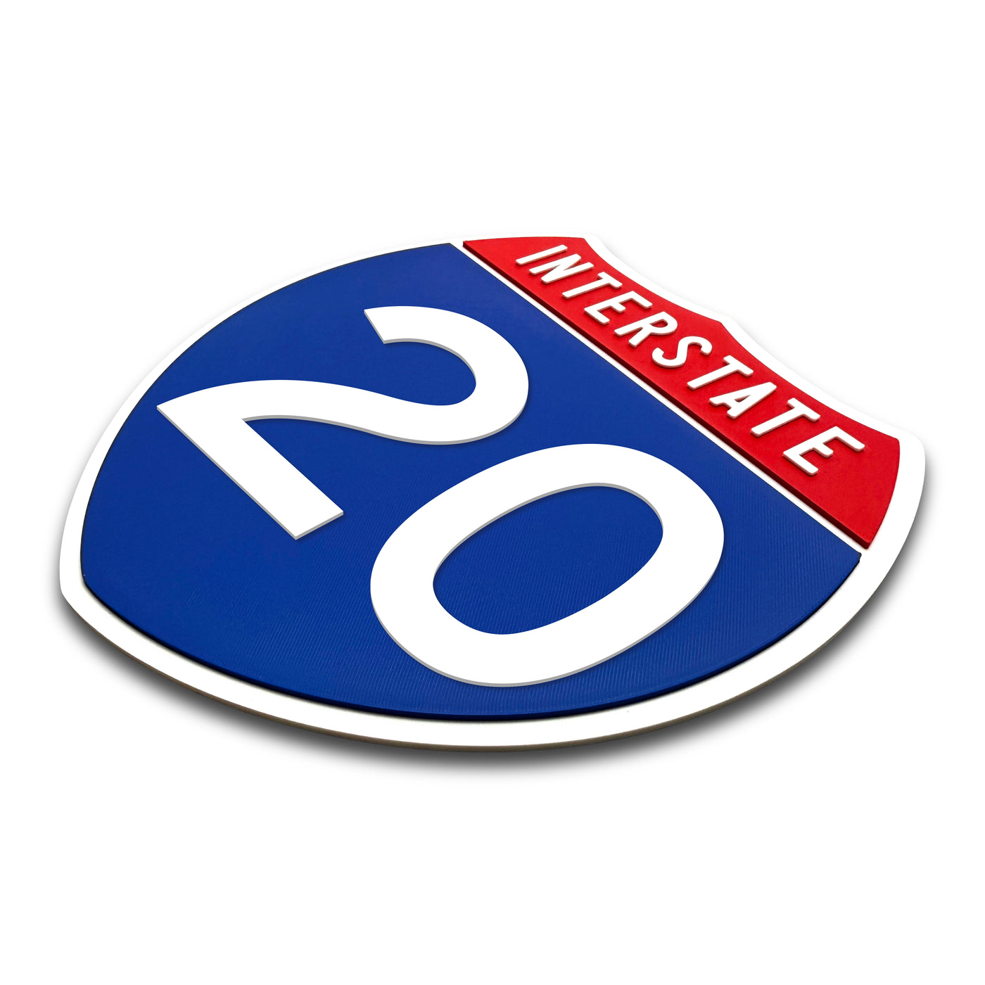 Interstate 20 Number Only road sign replica three quarter view