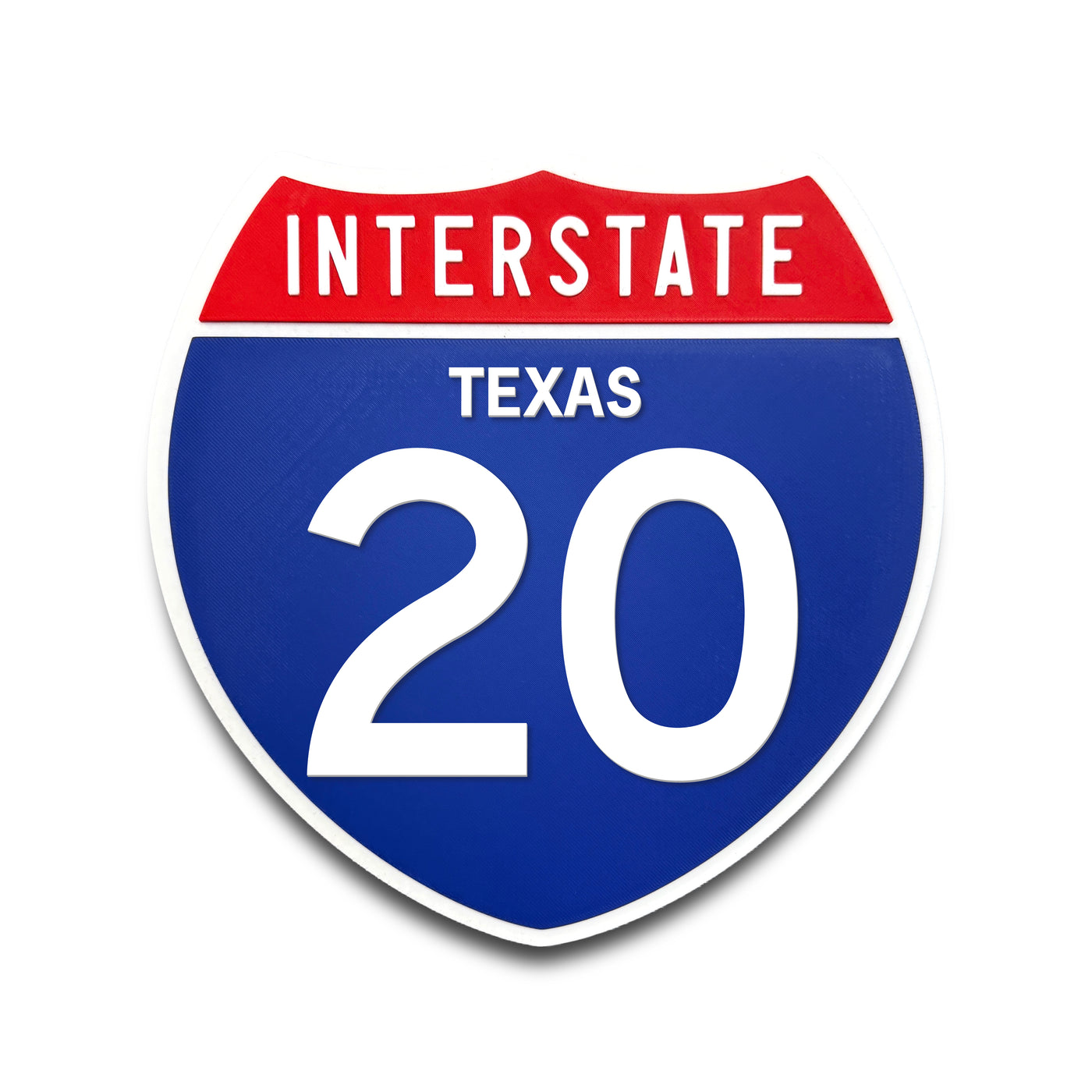 Interstate 20 Texas road sign replica front view