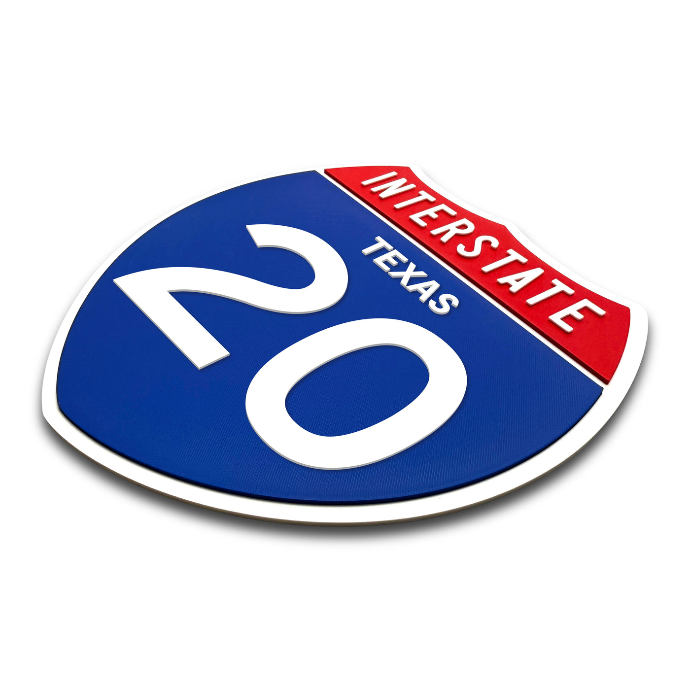 Interstate 20 Texas road sign replica three-quarter view