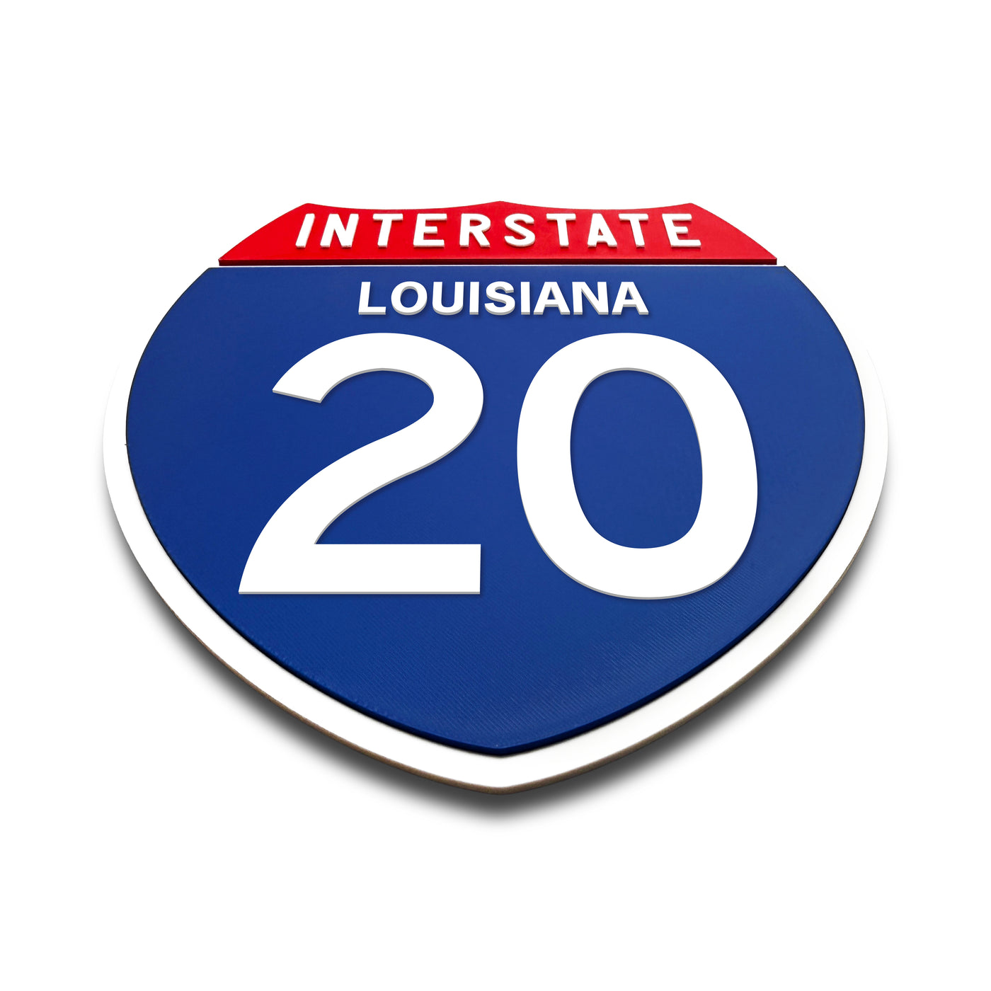 Interstate 20 Louisiana road sign replica flat view