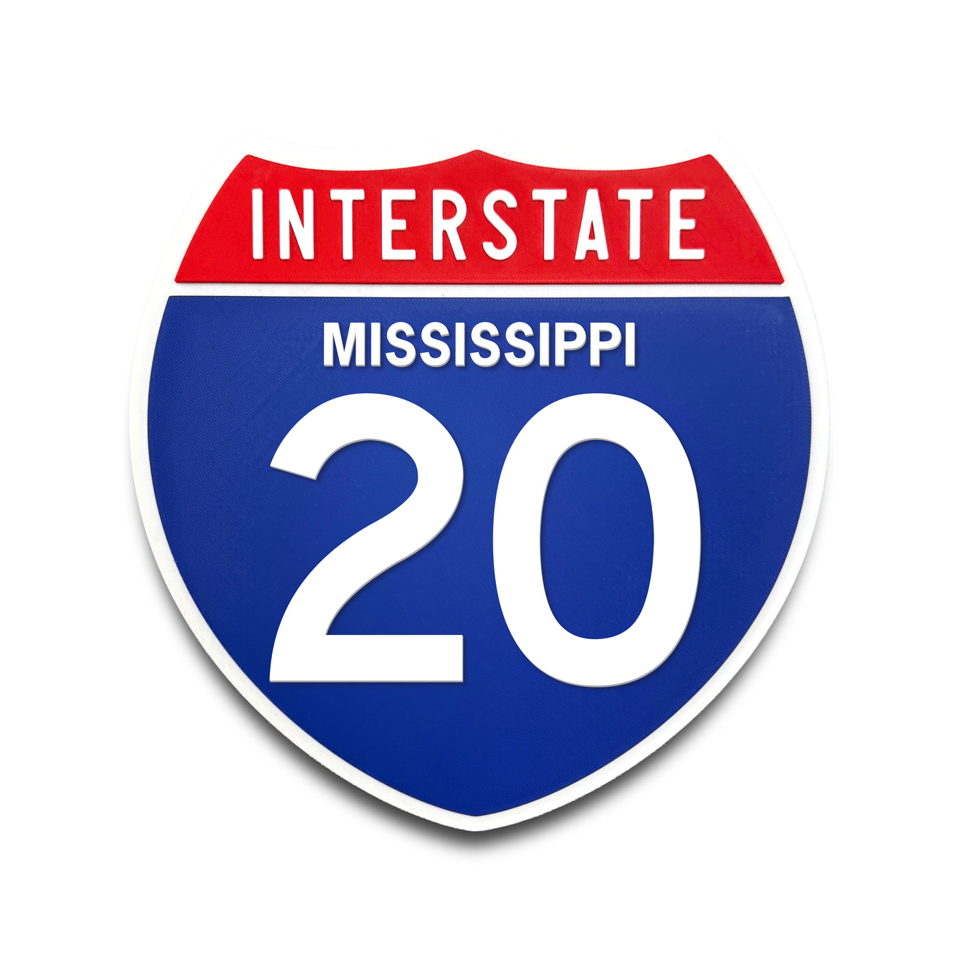 Interstate 20 Mississippi road sign replica front view