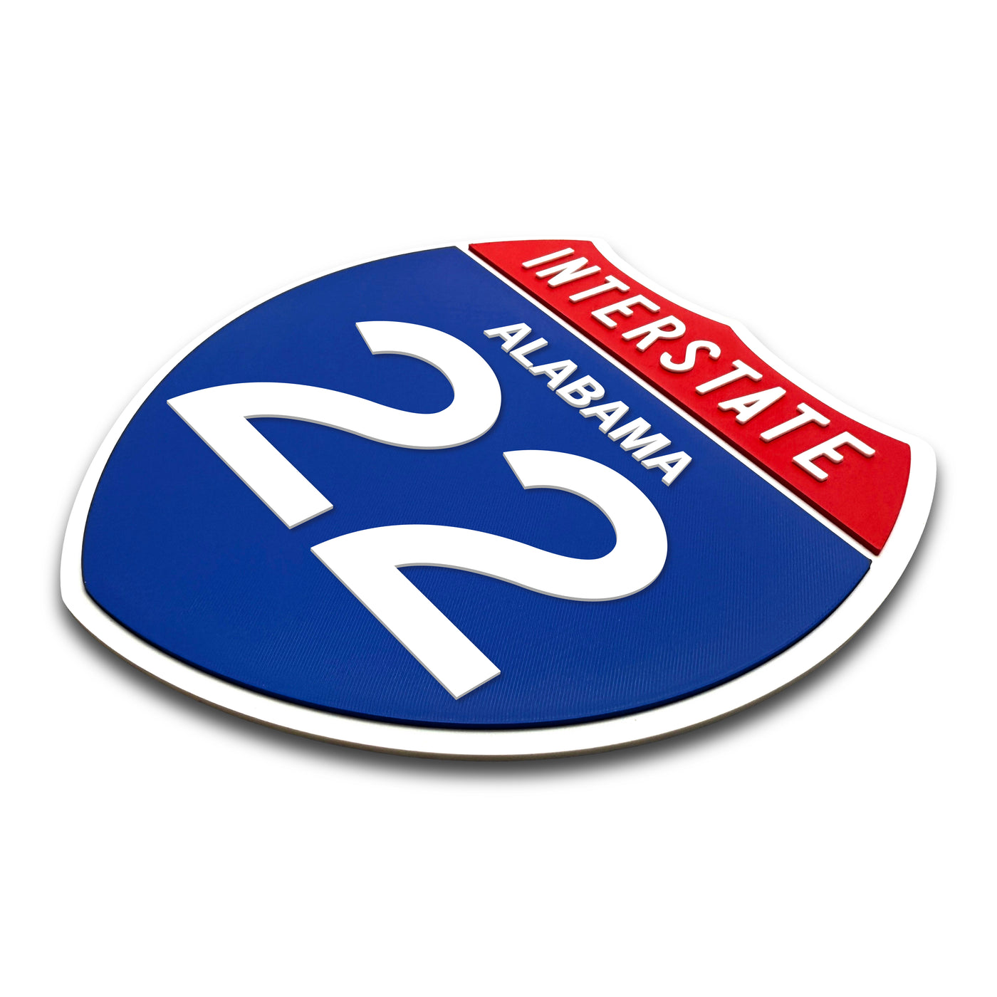 Interstate 22 Alabama road sign replica three-quarter view