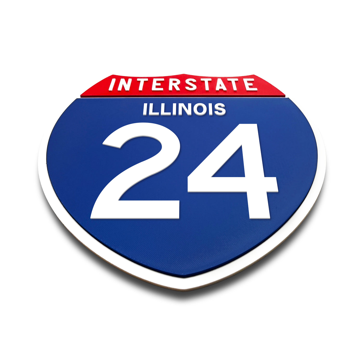 Interstate 24 Illinois road sign replica flat view