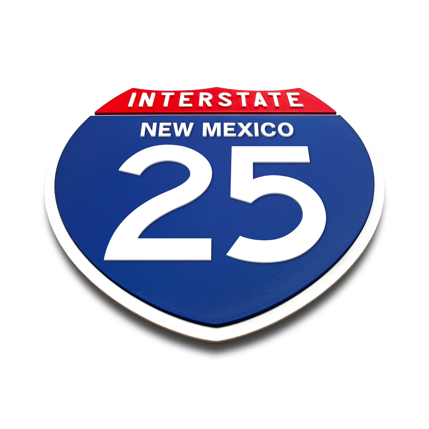 Interstate 25 New Mexico road sign replica flat view