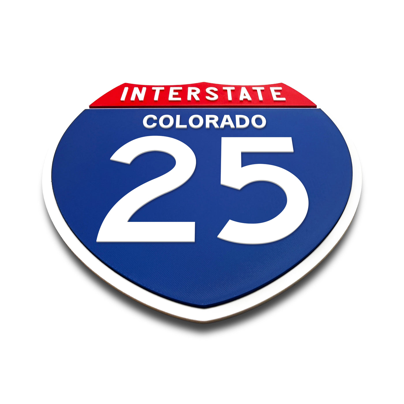 Interstate 25 Colorado road sign replica flat view