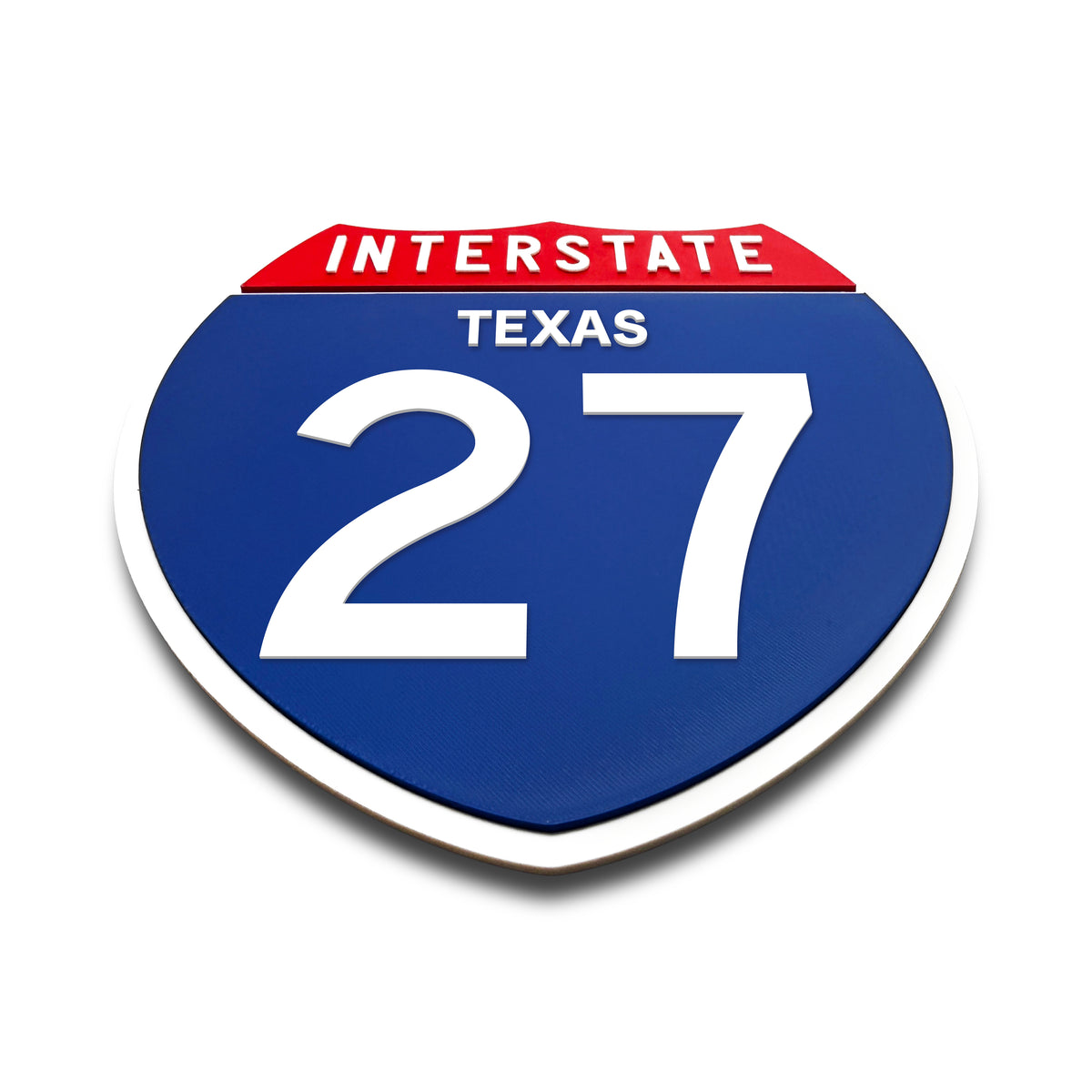 Interstate 27 Texas road sign replica flat view