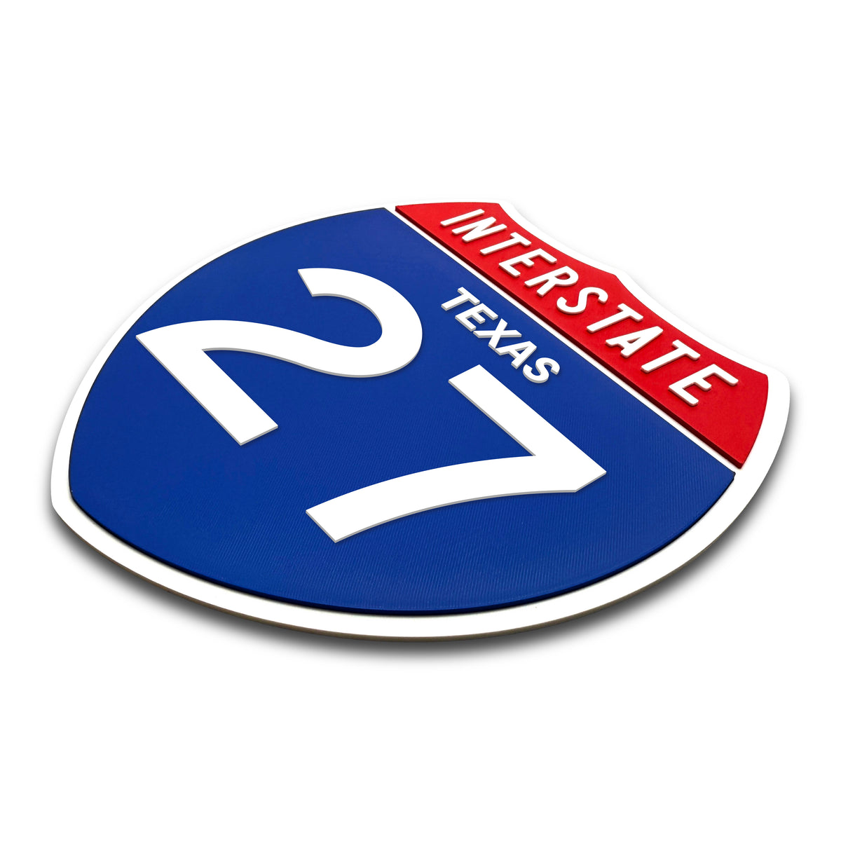 Interstate 27 Texas road sign replica three-quarter view