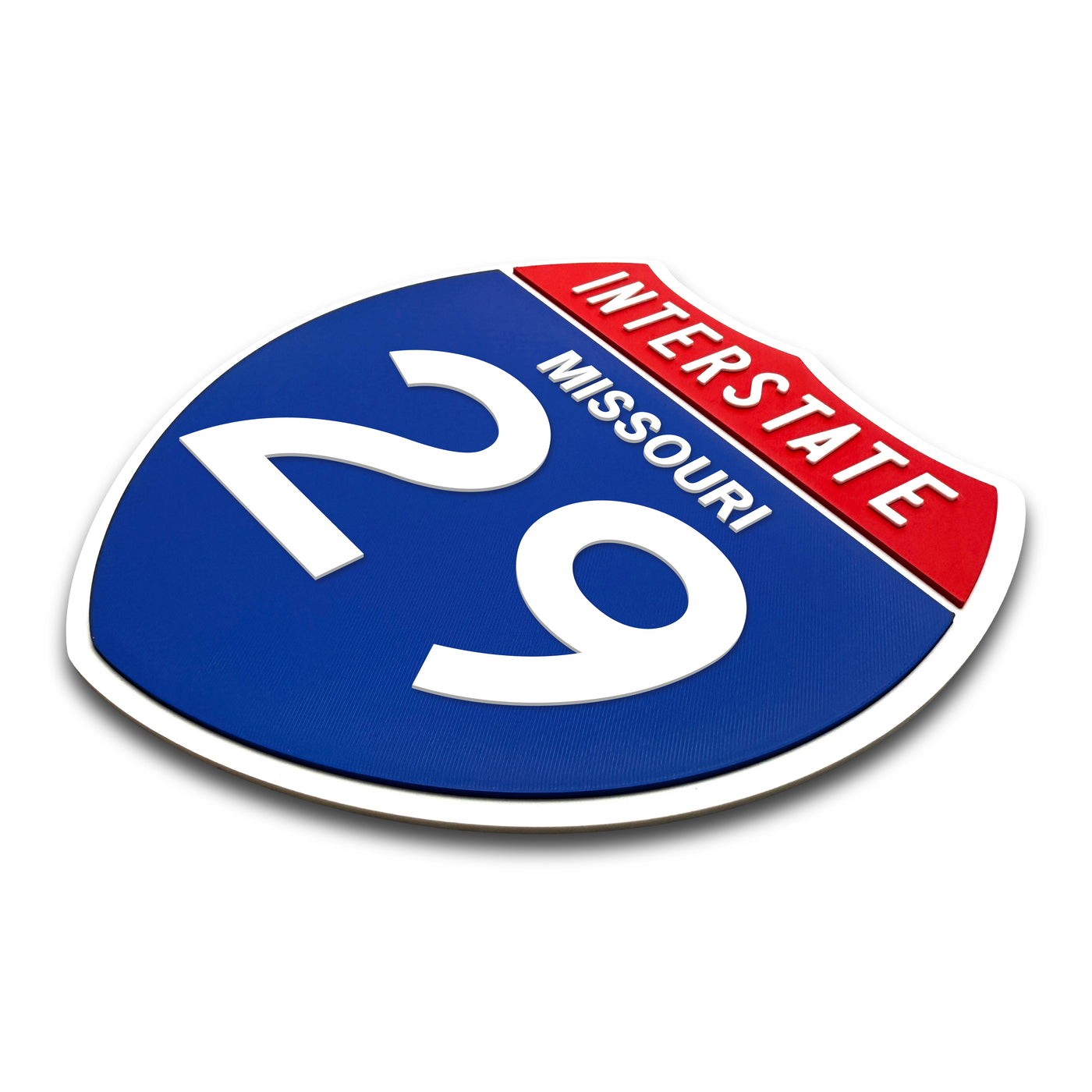 Interstate 29 Missouri road sign replica three-quarter view