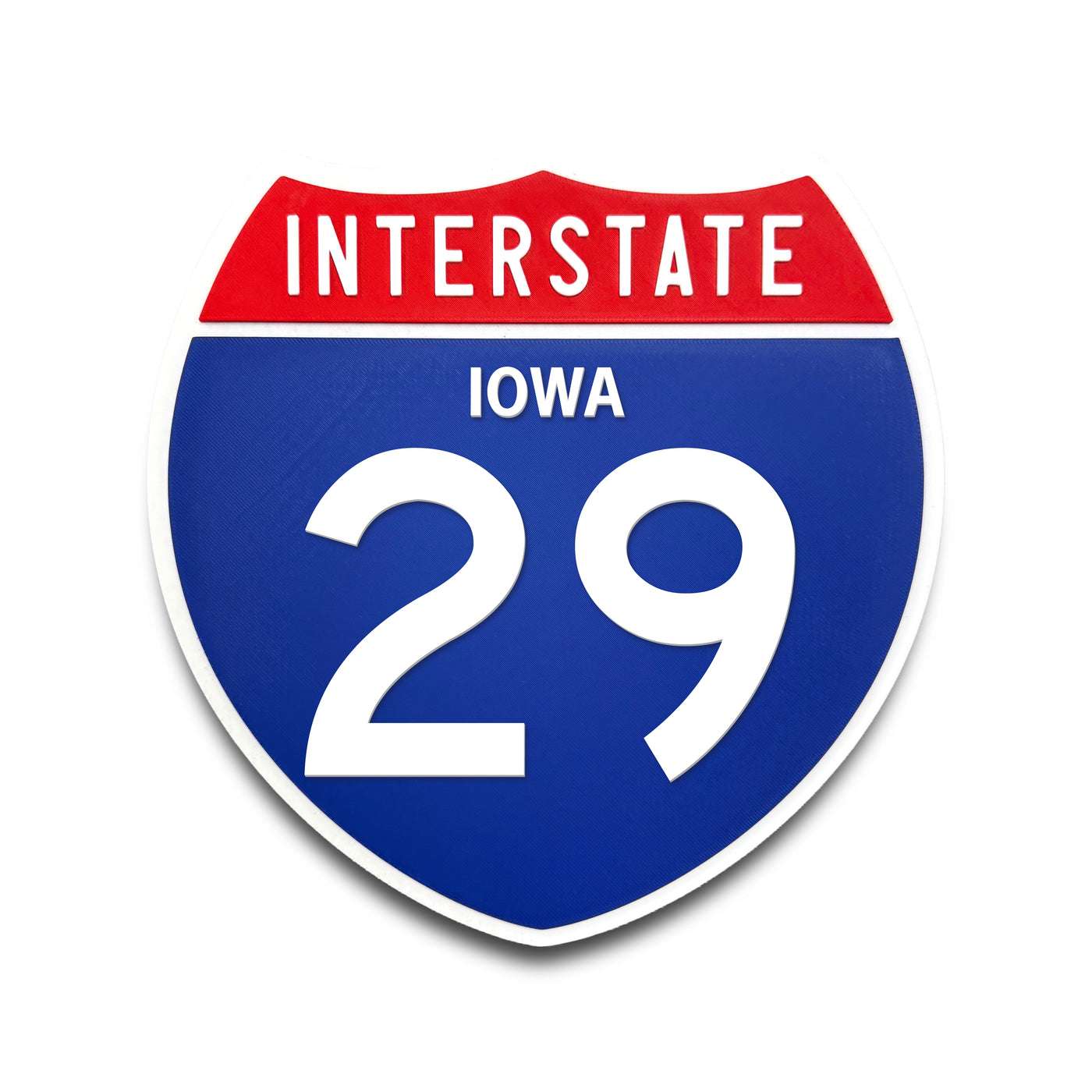Interstate 29 Iowa road sign replica front view