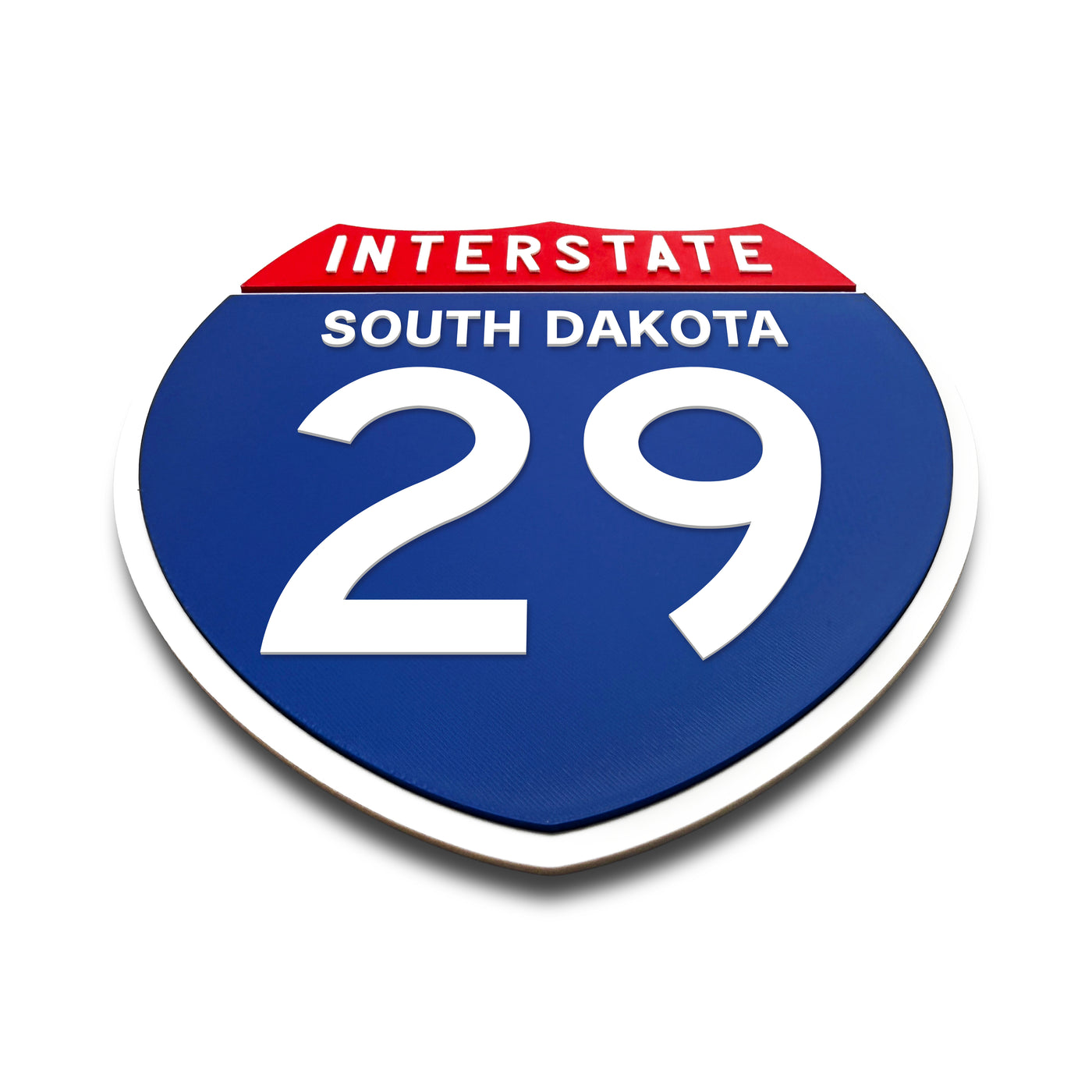 Interstate 29 South Dakota road sign replica flat view