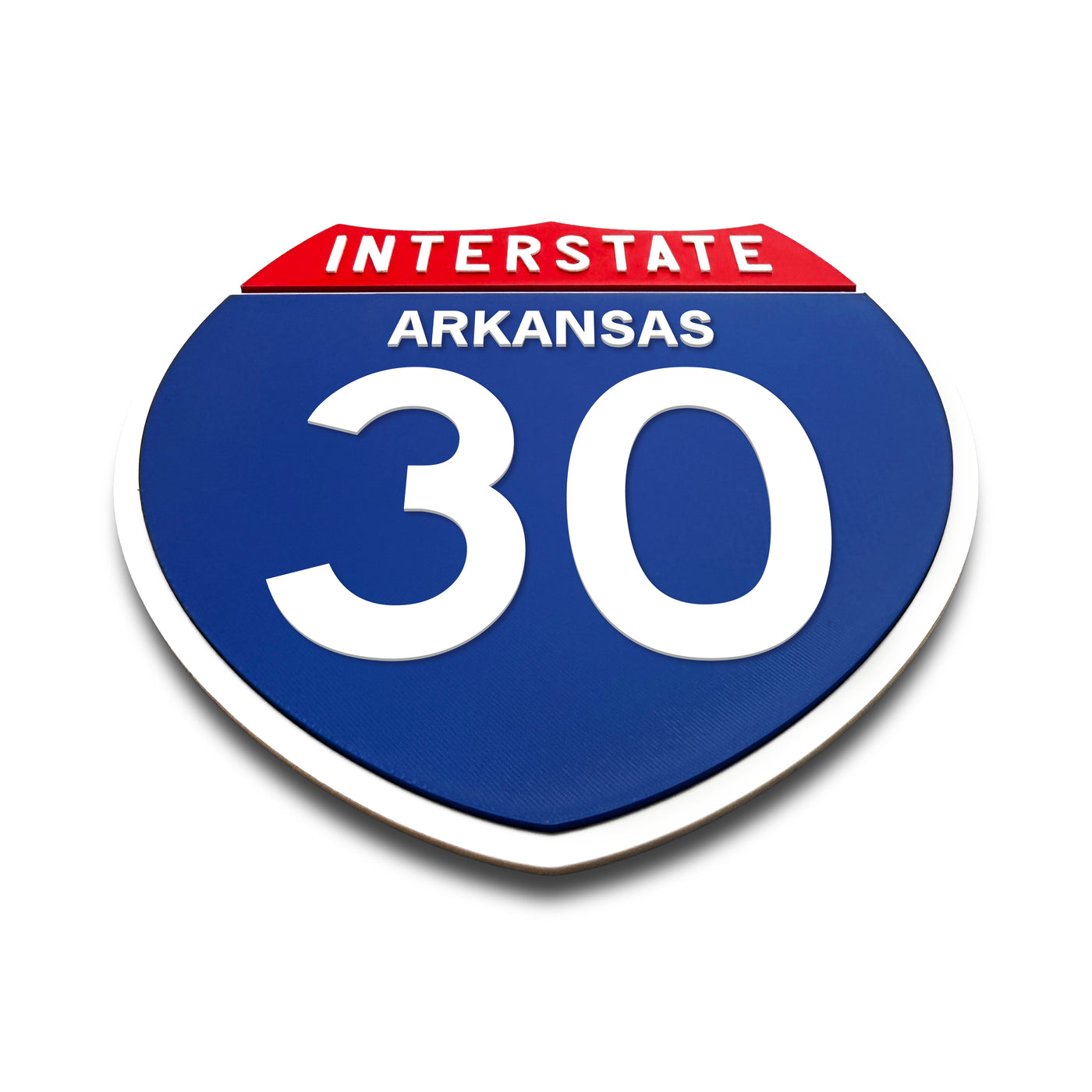 Interstate 30 Arkansas road sign replica flat view