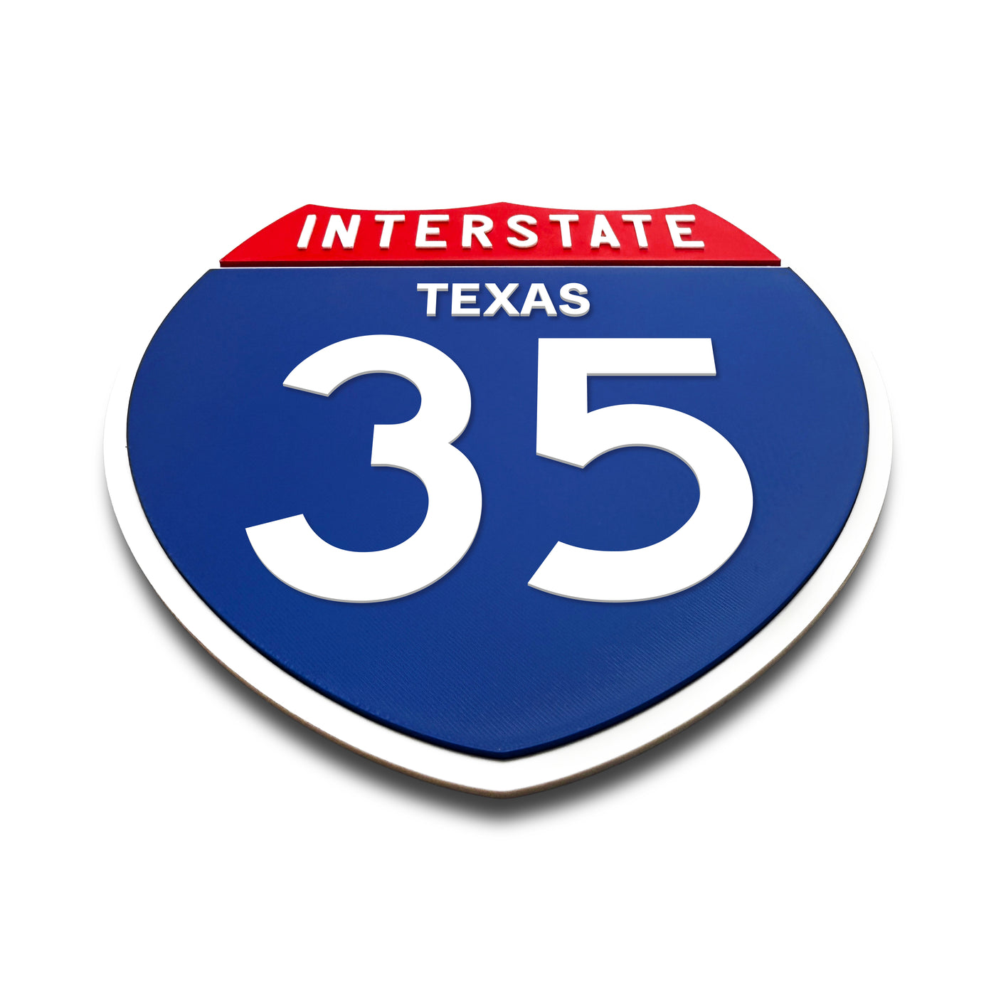 Interstate 35 Texas road sign replica flat view