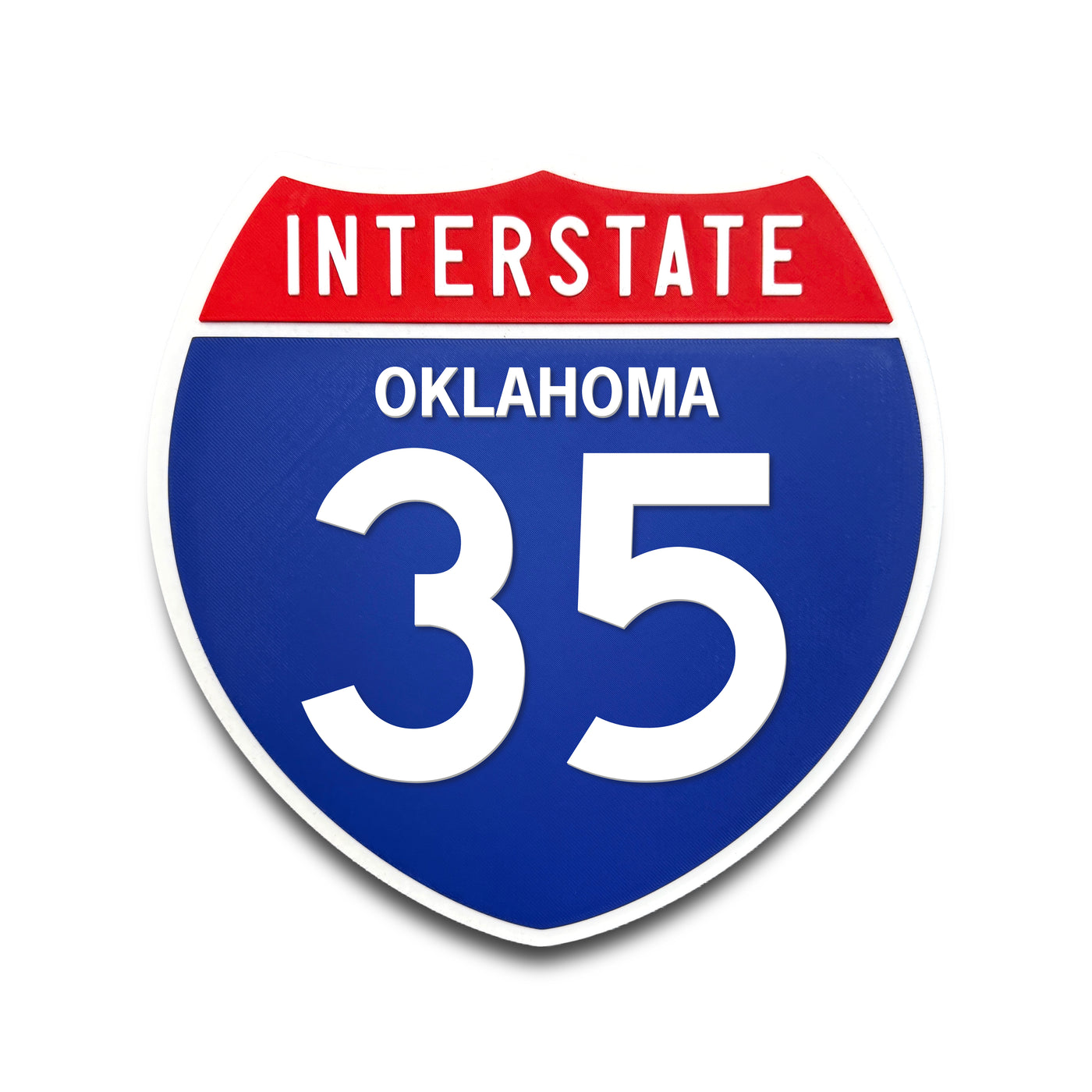 Interstate 35 Oklahoma road sign replica front view