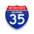 Interstate 35 Oklahoma road sign replica front view