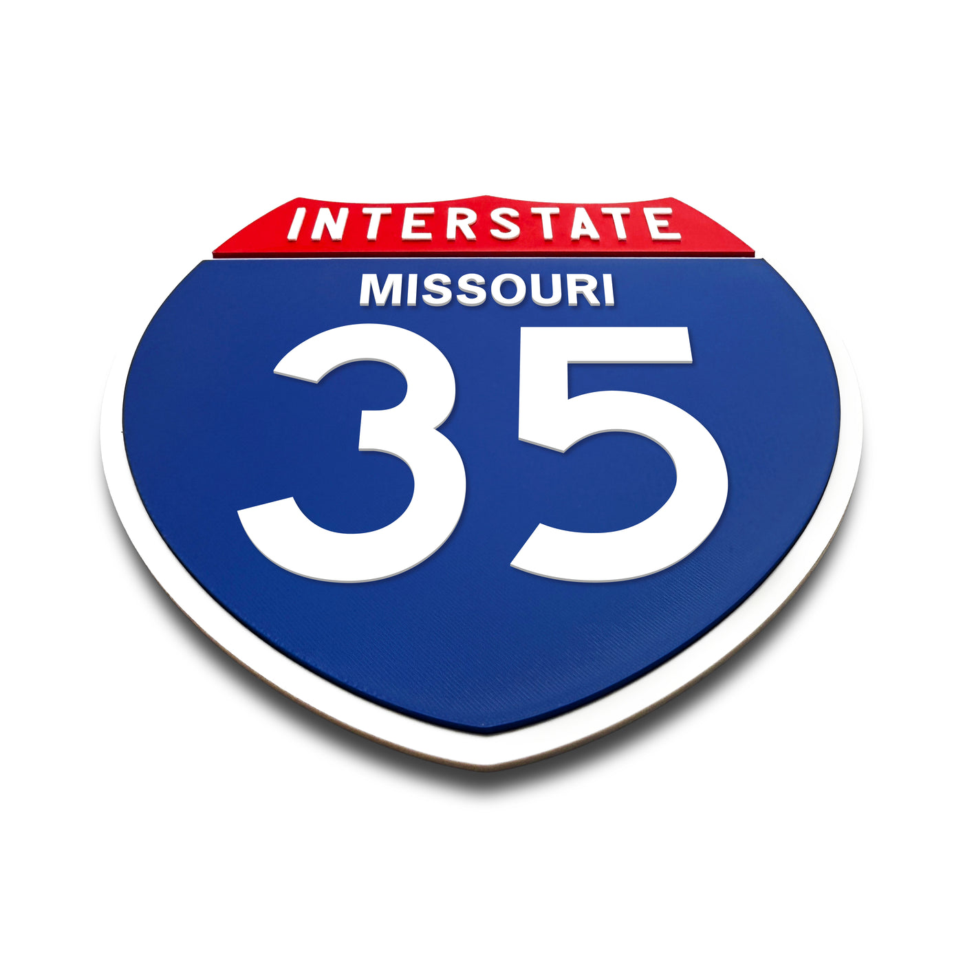 Interstate 35 Missouri road sign replica flat view