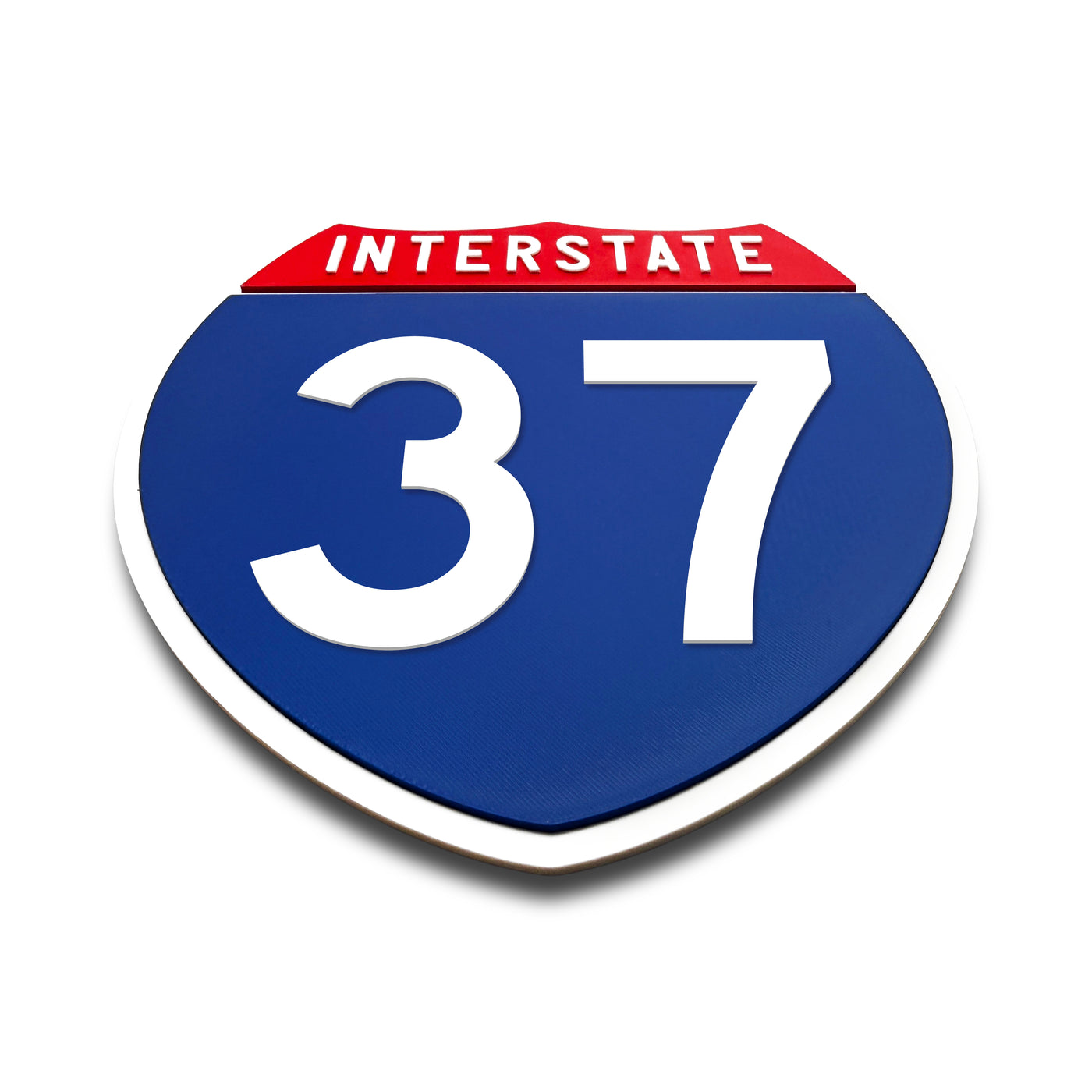 Interstate 37 Number Only road sign replica flat view