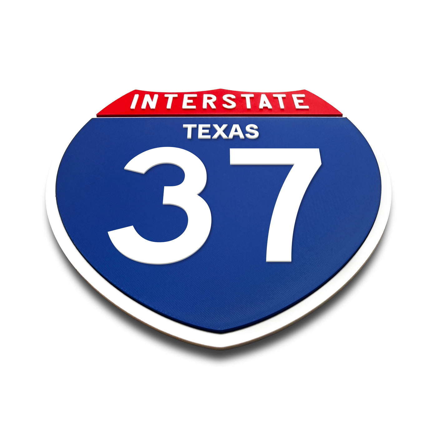 Interstate 37 Texas road sign replica flat view