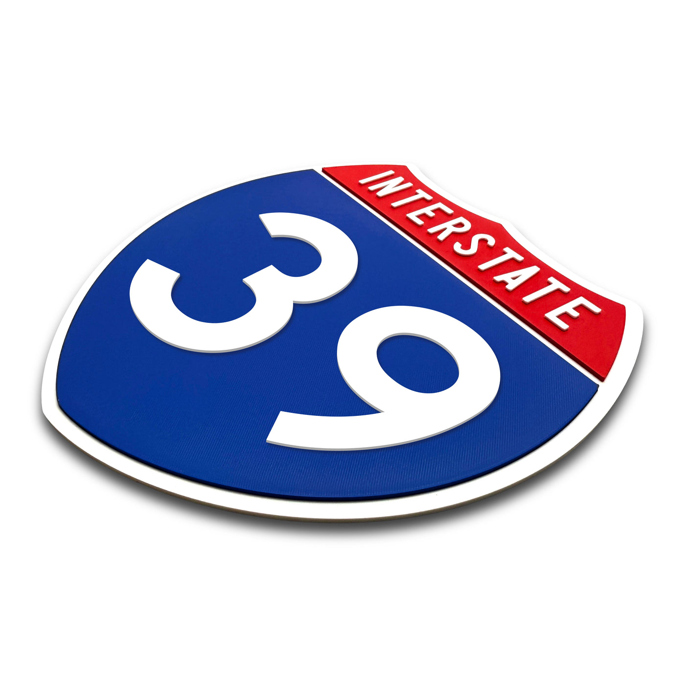 Interstate 39 Number Only road sign replica three quarter view