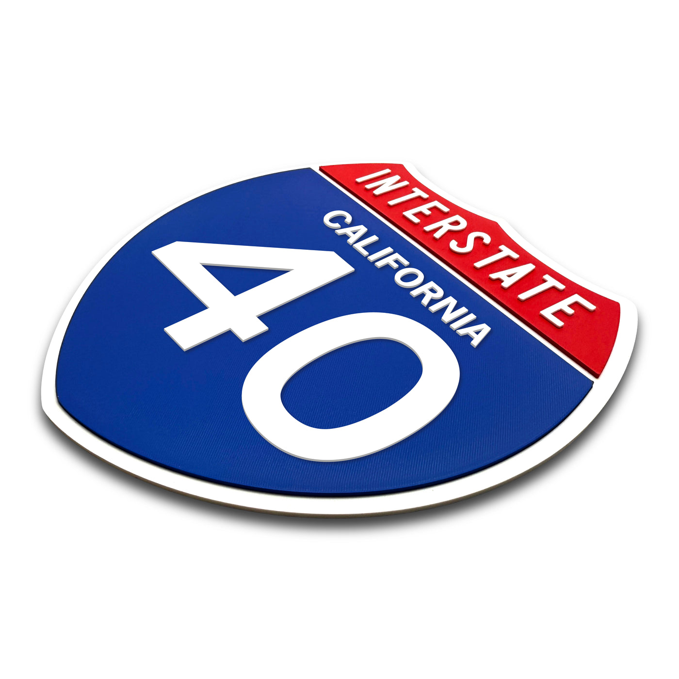 Interstate 40 California road sign replica three-quarter view