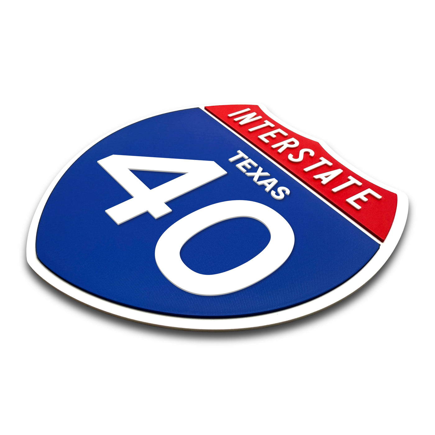 Interstate 40 Texas road sign replica three-quarter view